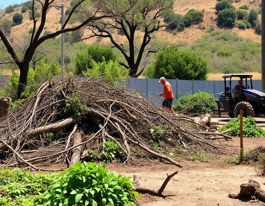 Yard waste, green debris, and brush ready for removal