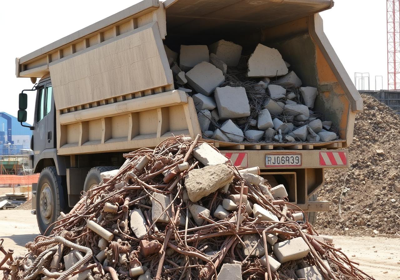 Heavy cement, scrap metal, and dirt being hauled with the right equipment