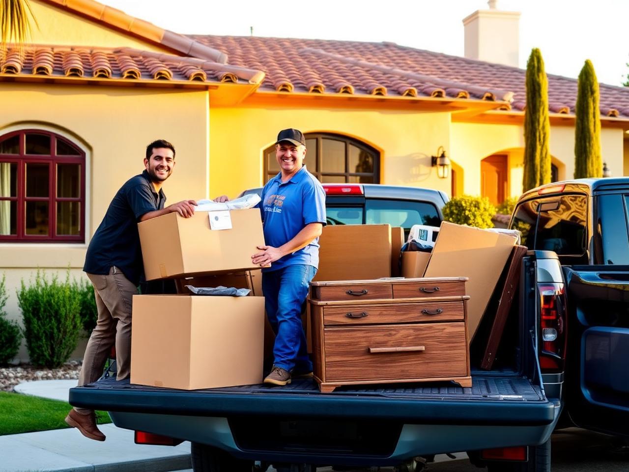 Same-day junk removal crew loading household items in Santa Barbara