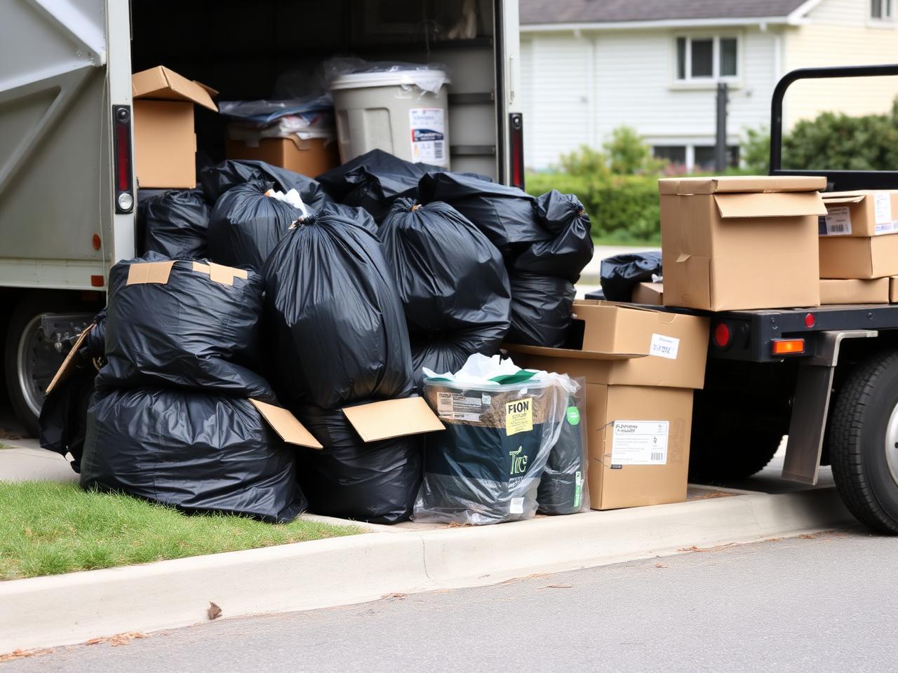 Trash and general waste loaded into a hauling truck